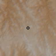 Shaded relief of the 59 km around Cororo, drawn from the GMTED2010 grid