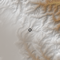 Shaded relief of the 59 km around Cotapata, drawn from the GMTED2010 grid