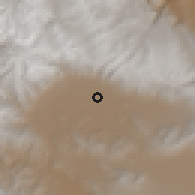 Shaded relief of the 59 km around Cuatro Esquinas, drawn from the GMTED2010 grid