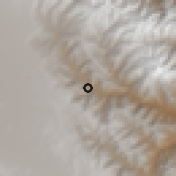 Shaded relief of the 59 km around El Palomar, drawn from the GMTED2010 grid