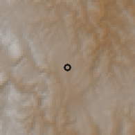 Shaded relief of the 59 km around El Villar, drawn from the GMTED2010 grid