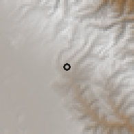 Shaded relief of the 59 km around Esteban Arce, drawn from the GMTED2010 grid