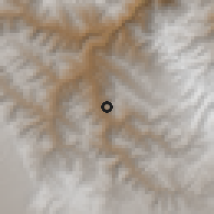 Shaded relief of the 59 km around Anquioma, drawn from the GMTED2010 grid