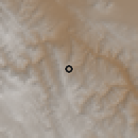 Shaded relief of the 59 km around Apilla, drawn from the GMTED2010 grid