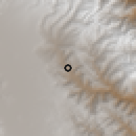 Shaded relief of the 59 km around Huajchilla, drawn from the GMTED2010 grid