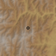 Shaded relief of the 58 km around Huajlaya, drawn from the GMTED2010 grid