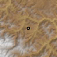 Shaded relief of the 59 km around Huancané, drawn from the GMTED2010 grid