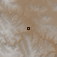 Shaded relief of the 59 km around Irpa Irpa, drawn from the GMTED2010 grid