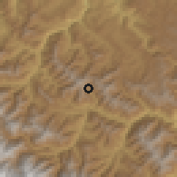 Shaded relief of the 59 km around Arapata, drawn from the GMTED2010 grid