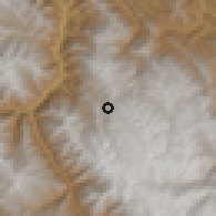 Shaded relief of the 59 km around Lagunillas, drawn from the GMTED2010 grid