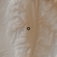 Shaded relief of the 58 km around Las Carreras, drawn from the GMTED2010 grid