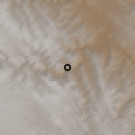 Shaded relief of the 59 km around Arque, drawn from the GMTED2010 grid