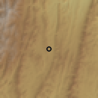 Shaded relief of the 58 km around Los Naranjos, drawn from the GMTED2010 grid