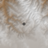 Shaded relief of the 59 km around Malla, drawn from the GMTED2010 grid