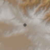 Shaded relief of the 59 km around Mallco Chapi, drawn from the GMTED2010 grid