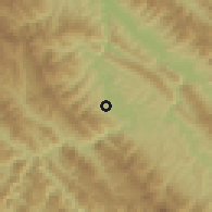 Shaded relief of the 59 km around Mayaya, drawn from the GMTED2010 grid