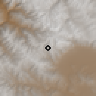 Shaded relief of the 59 km around Morochata, drawn from the GMTED2010 grid