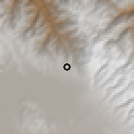 Shaded relief of the 59 km around Murumamani, drawn from the GMTED2010 grid