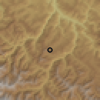 Shaded relief of the 59 km around Nogalani, drawn from the GMTED2010 grid