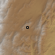 Shaded relief of the 58 km around Orozas Arriba, drawn from the GMTED2010 grid