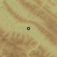 Shaded relief of the 59 km around Palos Blancos, drawn from the GMTED2010 grid