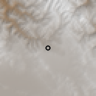 Shaded relief of the 59 km around Pampajasi, drawn from the GMTED2010 grid