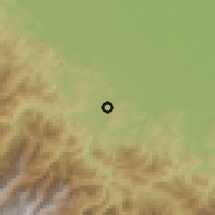 Shaded relief of the 59 km around Paractito, drawn from the GMTED2010 grid