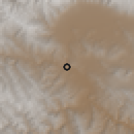 Shaded relief of the 59 km around Parotani, drawn from the GMTED2010 grid