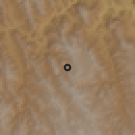 Shaded relief of the 59 km around Pasopaya, drawn from the GMTED2010 grid