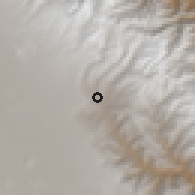 Shaded relief of the 59 km around Piscini, drawn from the GMTED2010 grid