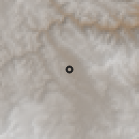 Shaded relief of the 59 km around Pocoata, drawn from the GMTED2010 grid
