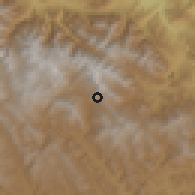 Shaded relief of the 59 km around Pojo, drawn from the GMTED2010 grid