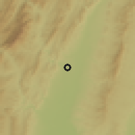 Shaded relief of the 58 km around Porcelana, drawn from the GMTED2010 grid