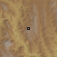 Shaded relief of the 59 km around Pucará, drawn from the GMTED2010 grid