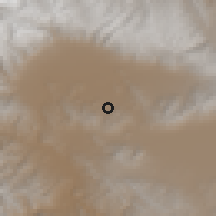 Shaded relief of the 59 km around Pucará, drawn from the GMTED2010 grid