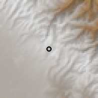 Shaded relief of the 59 km around Bajo Milluni, drawn from the GMTED2010 grid