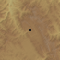 Shaded relief of the 59 km around San Antonio, drawn from the GMTED2010 grid