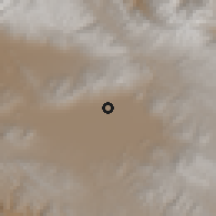 Shaded relief of the 59 km around San Benito, drawn from the GMTED2010 grid