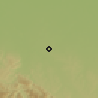 Shaded relief of the 59 km around San Carlos, drawn from the GMTED2010 grid