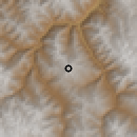 Shaded relief of the 59 km around Sanipaya, drawn from the GMTED2010 grid