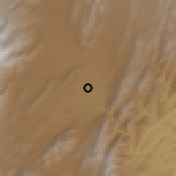 Shaded relief of the 58 km around San Isidro, drawn from the GMTED2010 grid