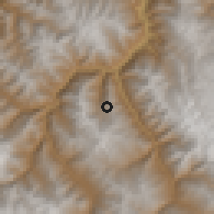 Shaded relief of the 59 km around Bella Vista, drawn from the GMTED2010 grid