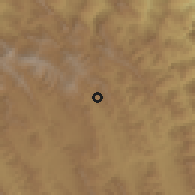 Shaded relief of the 59 km around San Juan del Potrero, drawn from the GMTED2010 grid