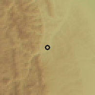 Shaded relief of the 59 km around San Luis, drawn from the GMTED2010 grid
