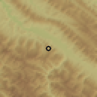 Shaded relief of the 59 km around San Miguel de Huachi, drawn from the GMTED2010 grid