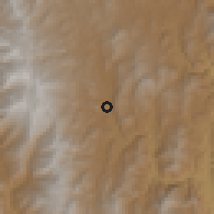 Shaded relief of the 59 km around San Pedro, drawn from the GMTED2010 grid