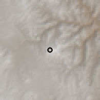 Shaded relief of the 58 km around Santa Bárbara, drawn from the GMTED2010 grid