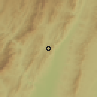 Shaded relief of the 58 km around San Telmo, drawn from the GMTED2010 grid