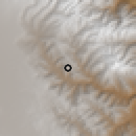 Shaded relief of the 59 km around Santiago de Collana, drawn from the GMTED2010 grid