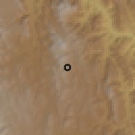 Shaded relief of the 59 km around Serrano, drawn from the GMTED2010 grid